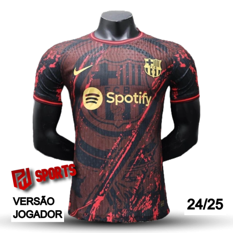 Camisa Barcelona Edição Especial 24/25 - Versão Jogador Masculino - Nike - Preto e Vermelho