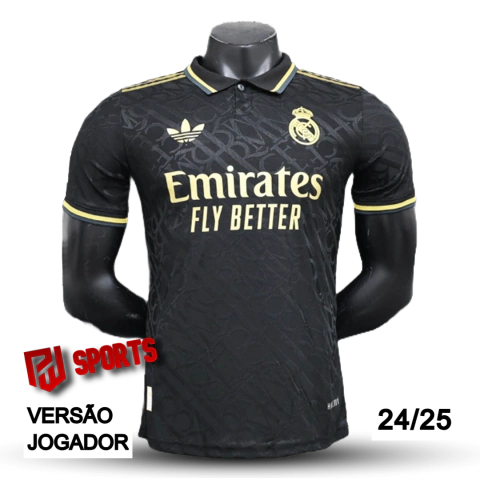 Camisa Real Madrid Edição Especial 24/25 - Versão Jogador Masculino - Adidas - Preto com detalhes em Dourado