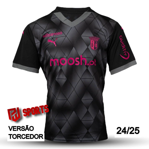 Camisa Braga Fora 24/25 - Versão Torcedor Masculino - Puma - Preto com detalhes Cinza