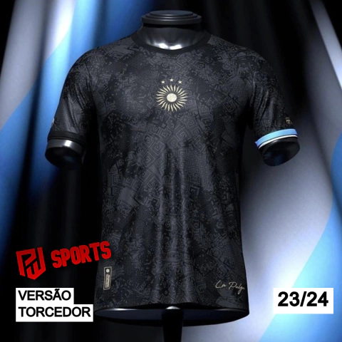 Camisa Argentina Messi "La Pulga" 2023/2024 - Versão Torcedor Masculino - Comma - Preta