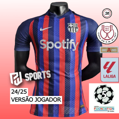 Camisa Barcelona Edição Especial 24/25 - Versão Jogador Masculino - Nike - Azul e Grená