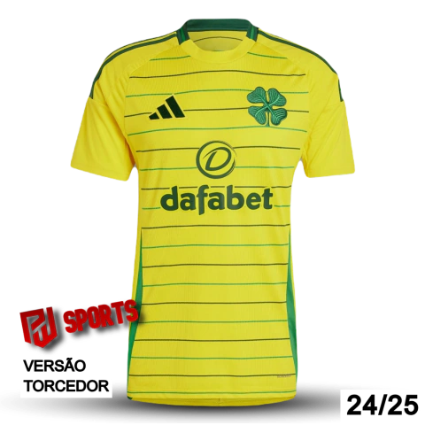 Camisa Celtic Fora 24/25 - Versão Torcedor Masculino - Adidas - Amarelo e Verde