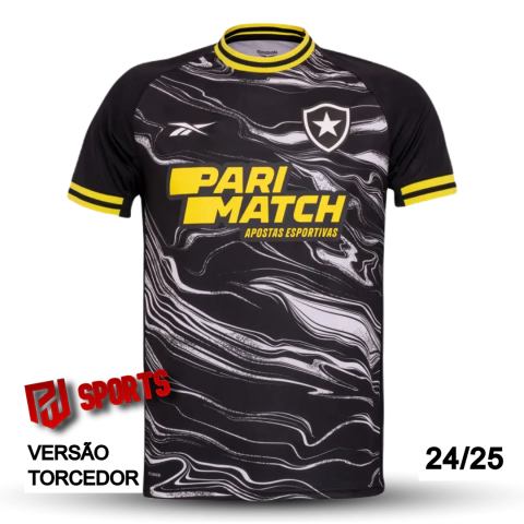 Camisa Botafogo IV 24/25 - Versão Torcedor Masculino - Reebok - Preta com detalhes em Branca e Amarela