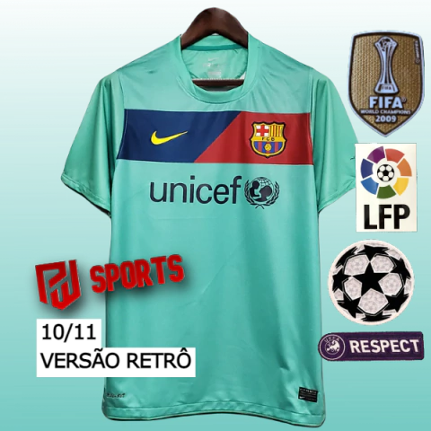 Camisa Barcelona Fora 10/11 - Versão Retrô Masculino - Nike - Ciano