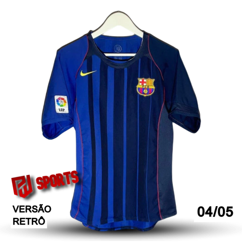 Camisa Barcelona Fora 2004/2005 - Versão Retrô Masculino - Nike - Azul