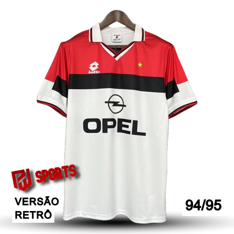 Camisa Milan Away 1994/1995 - Versão Retrô Masculino - Lotto - Branca