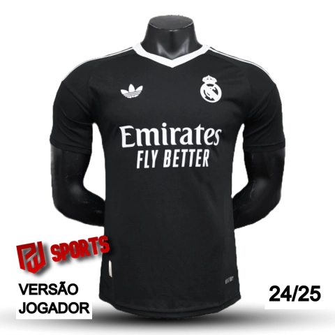 Camisa Real Madrid Goleiro IV 2024/25 - Versão Jogador Masculino - Adidas - Preta