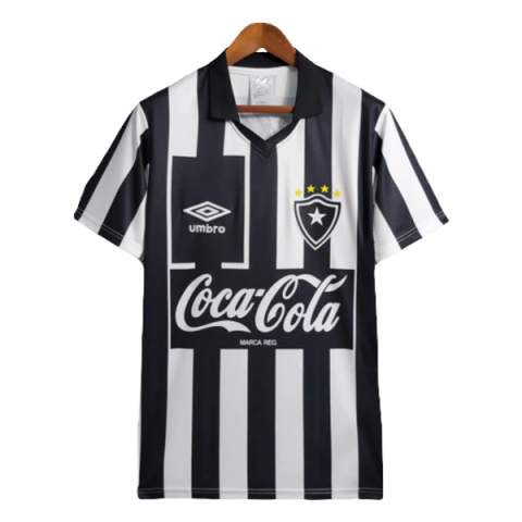 Camisa Botafogo Casa 1997 - Versão Retrô Masculino - Umbro - Branca e Preta Listrada