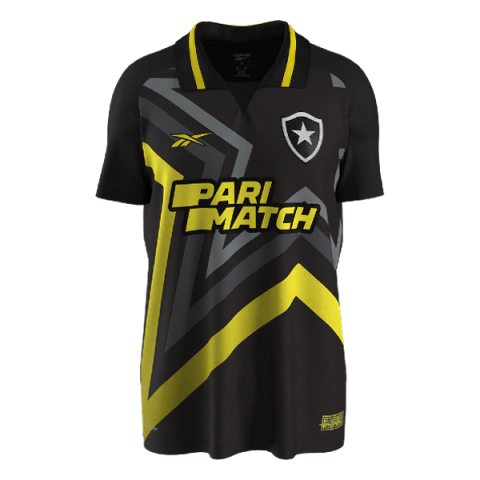 Camisa Botafogo Quarto Kit 23/24 - Versão Torcedor Masculino - Reebok - Preto com detalhes em Cinza e amarelo