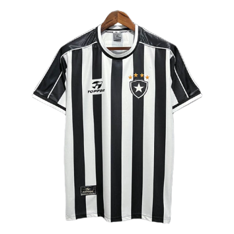 Camisa Botafogo Casa 1999/2000 - Versão Retrô Masculino - Topper - Branca e Preta Listrada