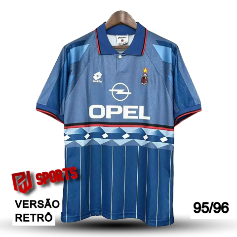 Camisa Milan Fourth 1995/1996 - Versão Retrô Masculino - Lotto - Azul