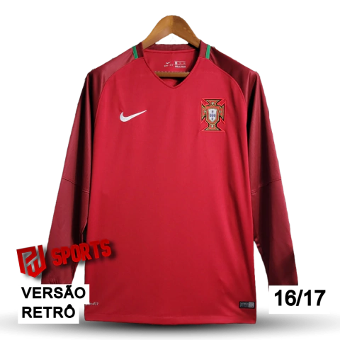 Camisa Portugal Casa 2016/17 Manga Longa - Versão Retrô Masculino - Nike - Vermelha
