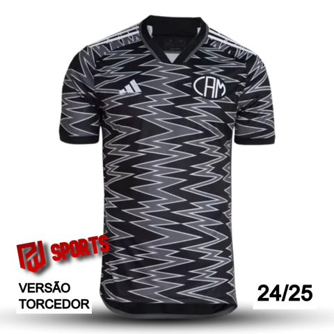 Camisa Atlético Mineiro Terceiro 24/25 Sem Patrocínios - Versão Torcedor Masculino - Adidas - Preto com detalhes em Cinza e Branco