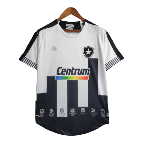 Camisa Botafogo Edição Especial Consciência Negra 20/21 - Versão Torcedor Masculino - Kappa - branca com detalhes em preto