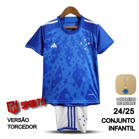 Kit Infantil Cruzeiro Casa 2024/25 - Versão Torcedor Unissex - Adidas - Azul e Branco