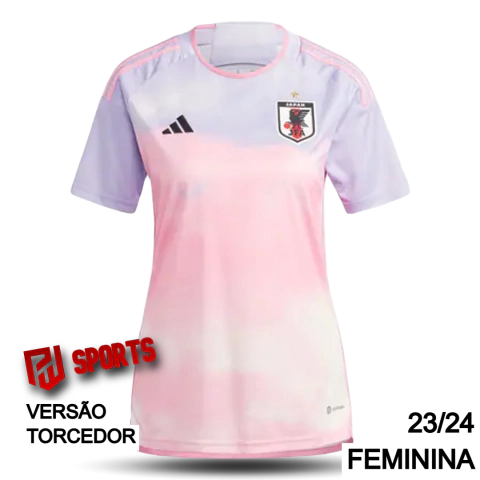 Camisa Japão Fora 23/24 - Versão Torcedora Feminina - Adidas - Rosa com detalhes em Roxo