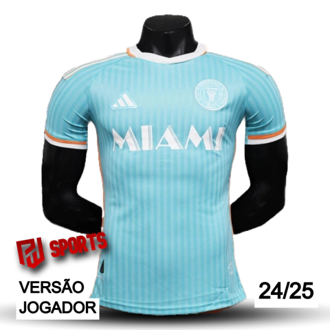 Camisa Inter Miami Terceira 24/25 - Versão Jogador Masculino - Adidas - Azul Turquesa