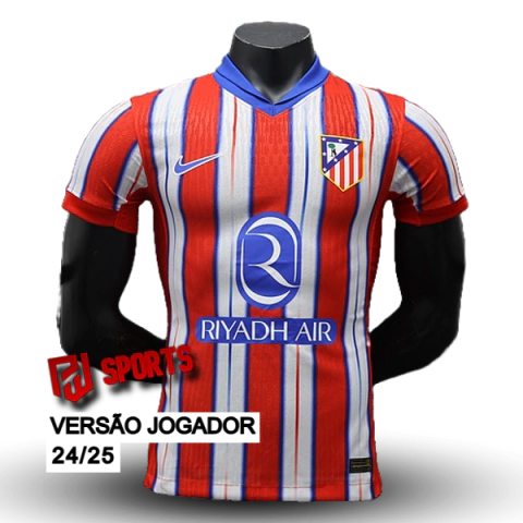 Camisa Atlético de Madrid Home 2024/2025 - Versão Jogador Masculino - Nike - Vermelha e Branca Listrada