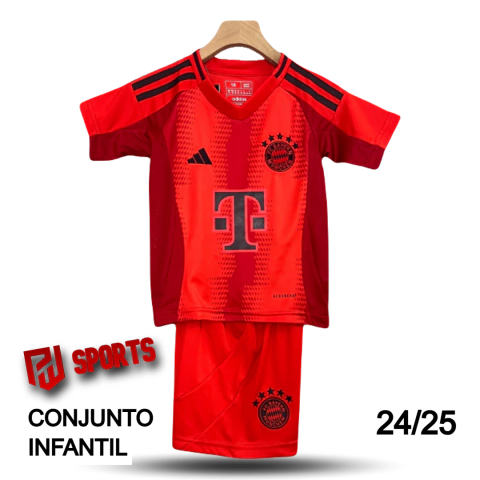 Kit Infantil Bayern de Munique Home 24/25 - Versão Torcedor Unissex - Adidas - Vermelha