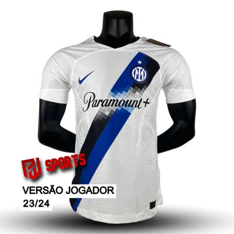 Camisa Inter de Milão Away Patrocínio Paramount+ 2023/24 - Versão Jogador Masculino - Nike - Branca