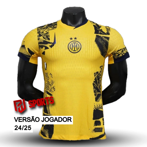 Camisa Inter de Milão Third 24/25 - Versão Jogador Masculino - Nike - Amarela e Preta
