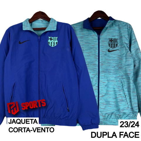 Jaqueta Corta-Vento Barcelona Dupla Face 23/24 - Masculino - Nike - Azul Escuro/Azul Claro