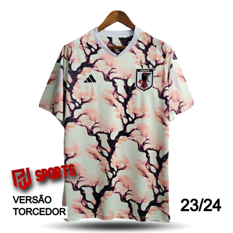 Camisa Japão Edição Especial Sakura 24/25 - Versão Torcedor Masculino - Adidas - Off White e Rosa Salmão