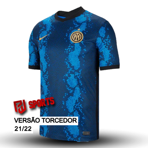 Camisa Inter de Milão Home 2021/22 Sem Patrocínio - Versão Torcedor Masculino - Nike - Azul