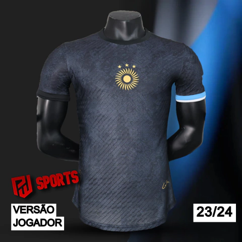 Camisa Argentina Edição Especial Messi "La Pulga" 2023/2024 - Versão Jogador Masculino - Comma - Preta