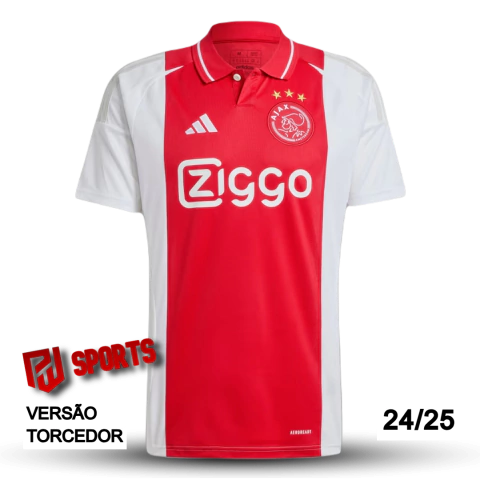 Camisa Ajax Home 2024/2025 - Versão Torcedor Masculino - Adidas - Vermelho e Branco