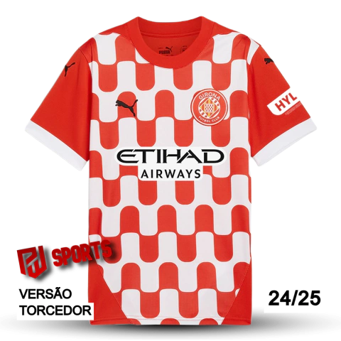 Camisa Girona Home 2024/25 - Versão Torcedor Masculino - Puma - Vermelha e Branca