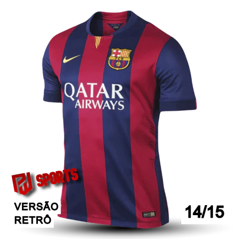 Camisa Barcelona Home 2014/2015 - Versão Retrô Masculino - Nike - Azul e Grená