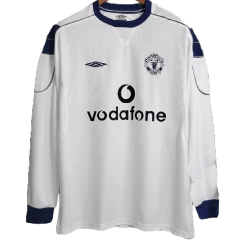 Camisa Manchester United Away 1999/2000 Manga Longa - Versão Retrô Masculino - Umbro - Branca