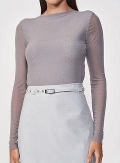Top Tule Manga Longa com Transparência clc 046.53.00235