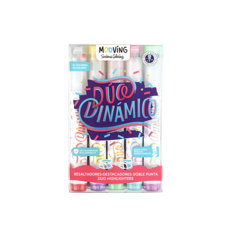 Resaltadores Mooving Coloring Doble Punta x 5 u - comprar online