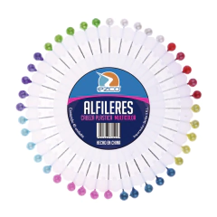 Alfileres Ezco Con cabeza plastica Disco multicolor 40 u