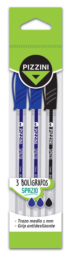 Boligrafo Pizzini Spazio Azul / Negro Flowpack X3 - comprar online