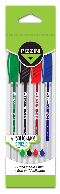 Boligrafo Pizzini Spazio Colores Clasicos Flowpack X4