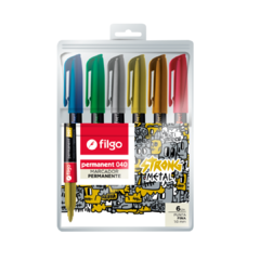 Marcador Filgo 040 Metalizado Permanente Pack X6
