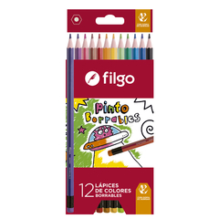 Lápices de Colores Filgo Pinto Borrables Largos x 12