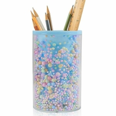 Porta Lapiz Lapicero Plastico Pelotitas Color Pastel 11x7x7