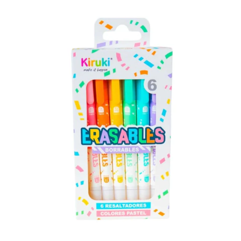 Resaltadores Kiruki Pastel Borrables X6 - comprar online