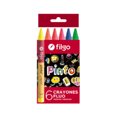 Crayones Filgo Pinto Fluo De Cera Caja X6