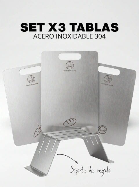 Set de tablas de acero inoxidable + SOPORTE DE REGALO