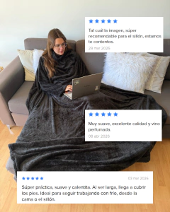 Manta con Mangas Corderito GRIS TOPO - tienda online