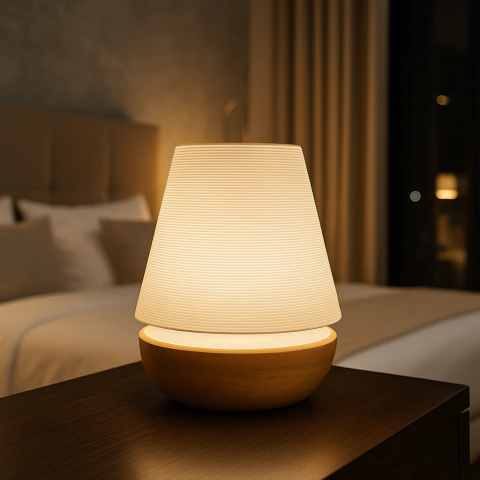 Velador Base Lenga Torneada Pantalla 3d Charlie Chb - comprar online