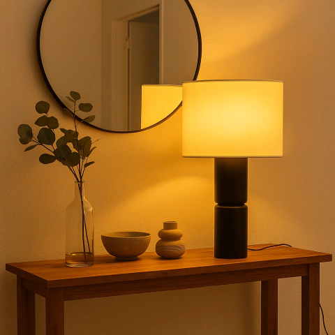 Lampara De Mesa Madera Lenga Natural Tower 3d Chb - comprar online