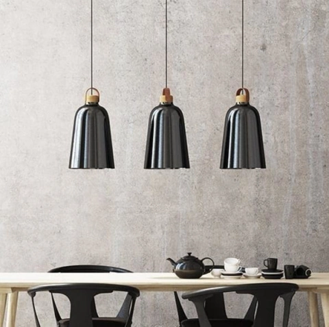 Lámpara Colgante Negro Campana Cocina Barra Led Helena Ogao