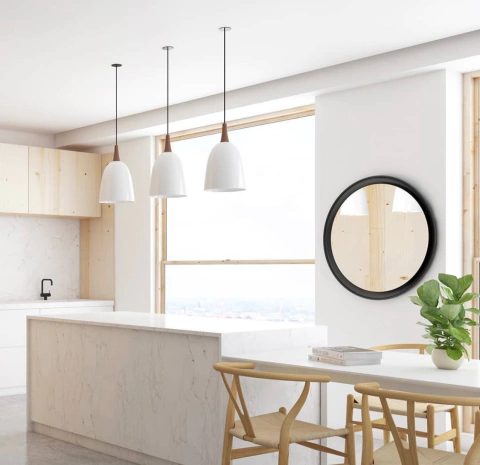 Colgante Lampara Nórdico Blanco Campana Madera Voss Ogao