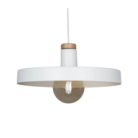 Lampara Recta Colgante Techo Blanco Madera Led 1 Luz Kas